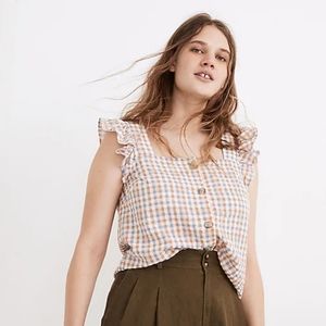 Gingham ruffle tank